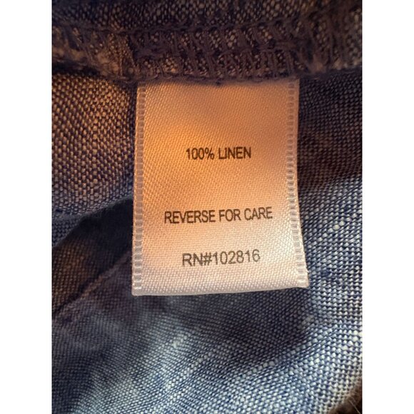 Garnet Hill Womens Blue Sleeveless Linen Top Size 6 V-Neck Pintuck Detail - Picture 2 of 7